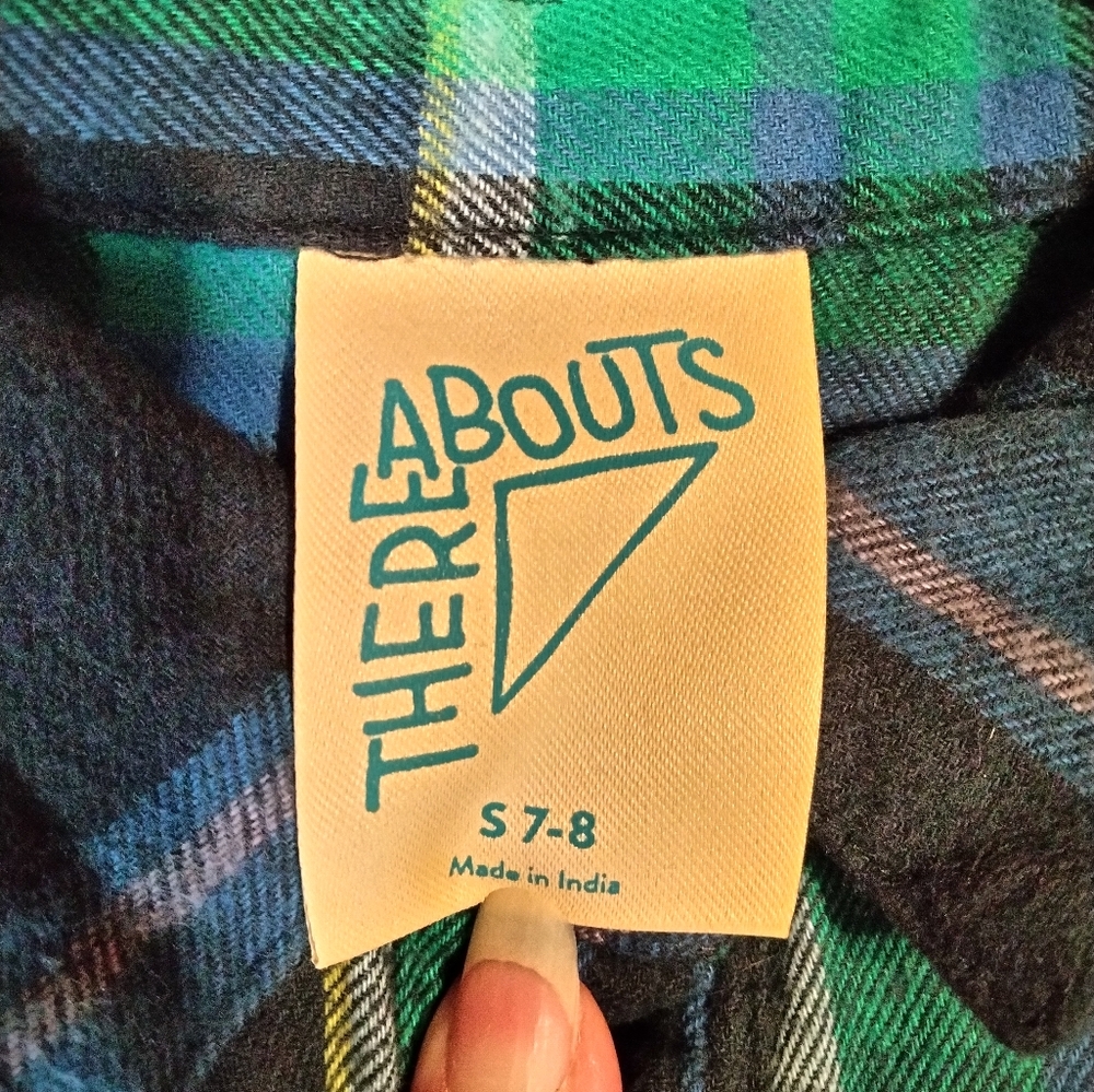 NWT Thereabouts Girls Green Blue Plaid Dress Sz S(7/8) Playtime Outdoor Fun - Picture 6 of 7